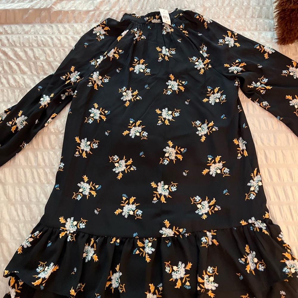 Loft navy blue floral dress